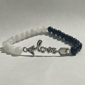 White and black agate love Bracelet